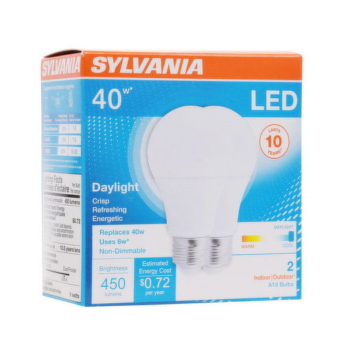 Sylvania - LED 40W A19 Daylight Non-Dimmable Frosted