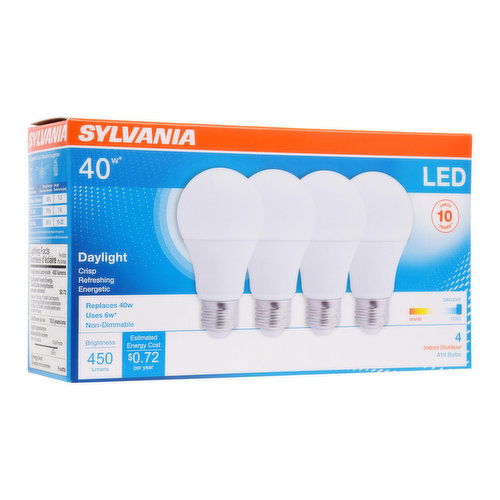 Sylvania - LED 40W A19 Daylight Non-Dimmable Frosted