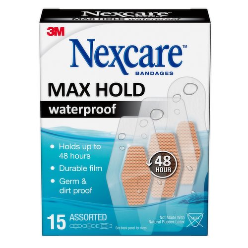 3m - Max Hold Waterproof Bandages, Assorted Sizes