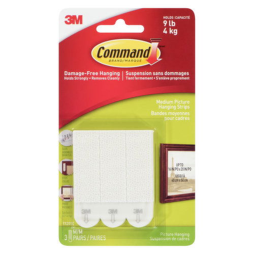 3M - Command Damage-Free Hanging Strips, Medium Picutre Strips