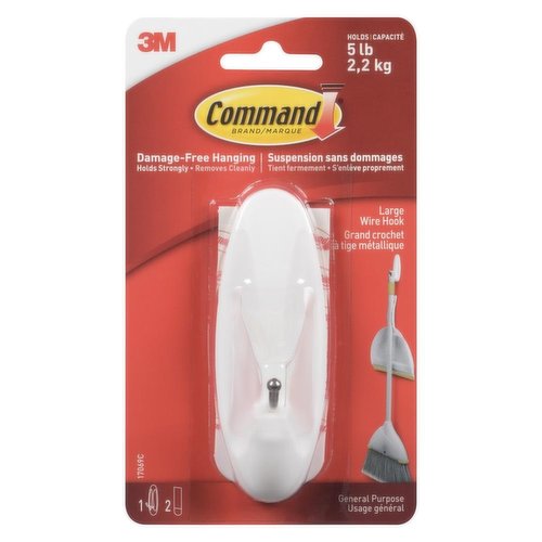 Command - White Large Wire Hooks