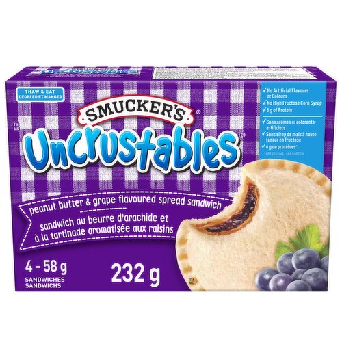 Smucker's - Uncrustables Peanut Butter & Grape Spread Sandwich