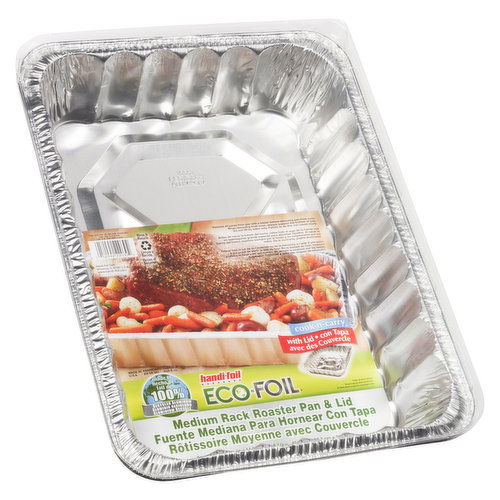 handi foil - Eco Foil Medium Rack Roaster Pan & Lid 3.5X13X17.5