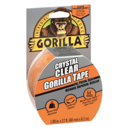 thumbnail image 2 of Gorilla Crystal Clear Repair Duct Tape, Heavy Duty & Waterproof, 1.88" X 18 Yd 2 of 4