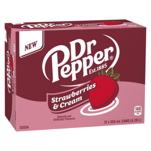 Dr. Pepper - Strawberries & Cream Soda, 355mL Cans