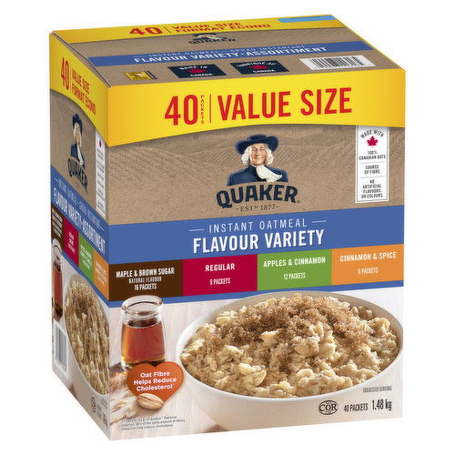 QUAKER - Instant Oatmeal Flavour Variety 40ct Pack