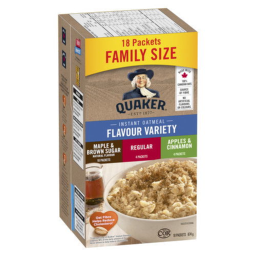 QUAKER - Instant Oatmeal Flavour Variety 18ct Pack