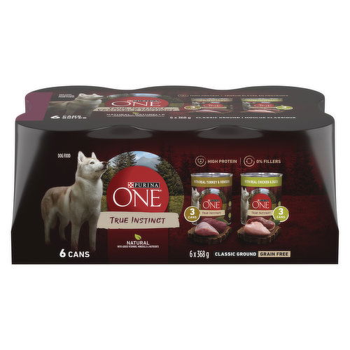 Purina One - Purina ONE True Instinct Classic Ground Variety Pack Turkey, Venison, Chicken & Duck, Wet Dog Food 6 x 368 g