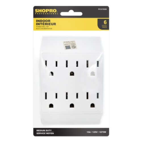Shopro - Wall Tap 6 Outlet White
