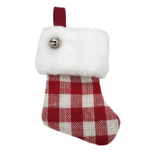 Stocking - Mini -Red/White Check 6in