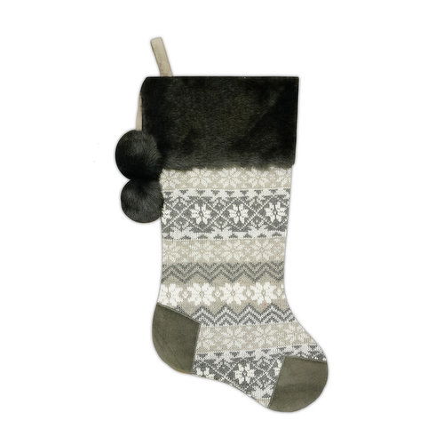 Stocking - Gray Knitted and Suede