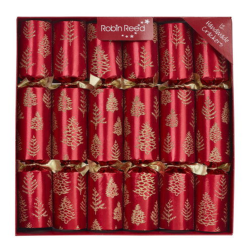 Christmas Crackers - Red with Gold Glitter Trees