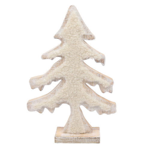 Table Decor - Wooden Tree with Sherpa, 14 inch