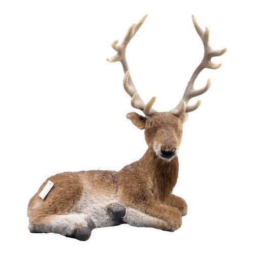 Decoration - Reindeer Sitting, Natural/Brown