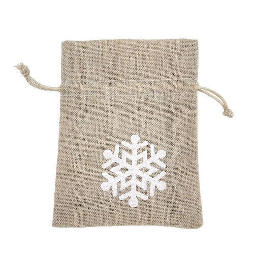 Gift Bag - White Snowflake, 5in