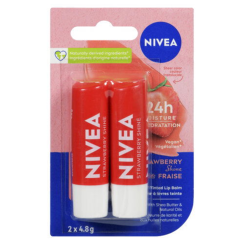 NIVEA - Tinted Lip Balm, Strawberry Shine Duo Pack