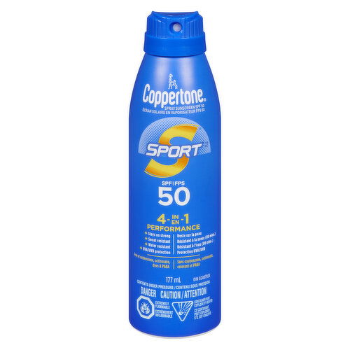 Coppertone - Sport Sunscreen Spray 4-in-1 SPF50