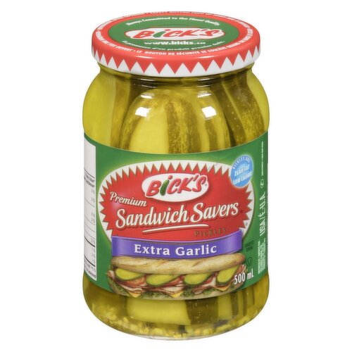 Bick's - Sandwich Savers Extra Garlic Dill Pickles