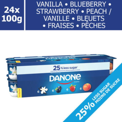 Danone - Creamy Yogurt 1.5% M.F.- Vnilla/Blubry/Strwbry/Pch