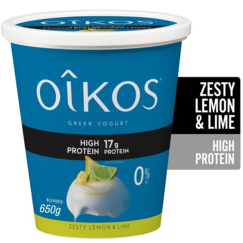 Oikos - Greek Yogurt High Protein - 0% M.F. Zesty Lemon & Lime