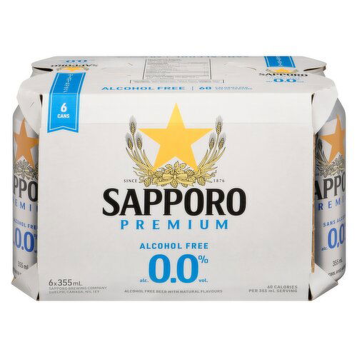 Sapporo - Premium Alcohol Free Beer, 355mL Cans