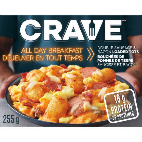 Crave - All Day Breakfast Double Sausage and Bacon Tots