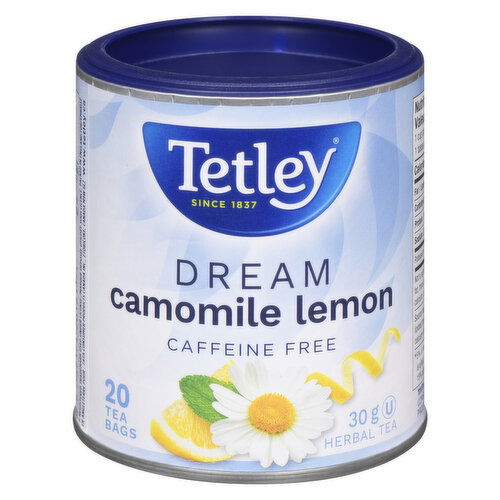 Tetley - Dream - Chamomile Lemon Herbal Tea - Caffeine Free