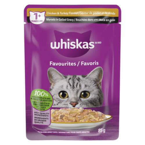 Whiskas - Favourites Pouch Morsels in Gelled Gravy, Chicken & Turkey Flavour