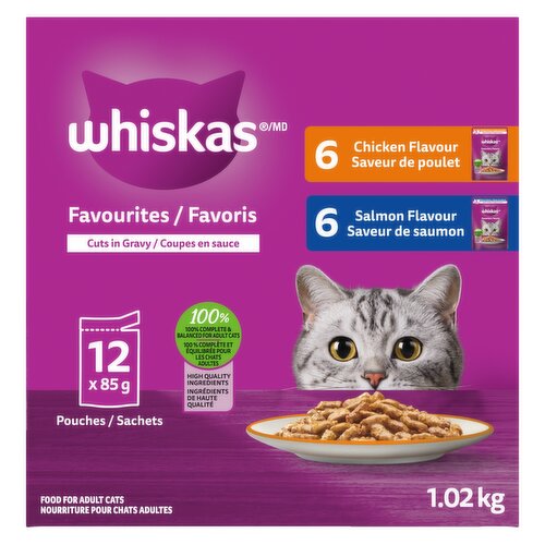 Whiskas - FAVOURITES - Cuts in Gravy - Chicken & Salmon Flavour Variety Pack