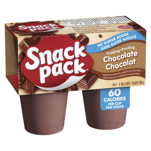 Snack Pack - No Sugar Added Chocolate Pudding Cups 99g