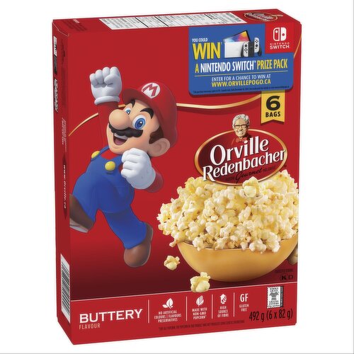 Orville Redenbacher's - Buttery Flavour Microwave Popcorn, Pack of 6 Bags