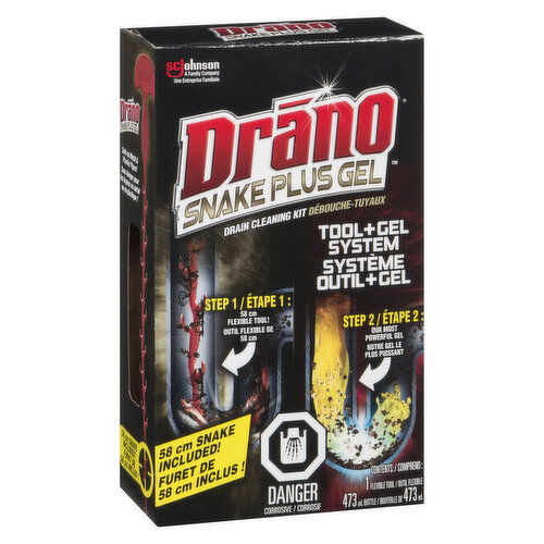 Drano - Snake Plus Drain Cleaning Kit - Tool & Gel System