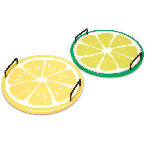 Lime - Slice Wood Tray W/Handle