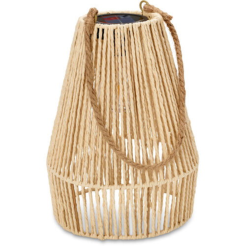 natural - Bamboo Lantern LED Solar Panel