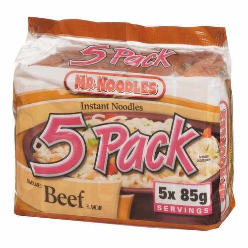 Mr. Noodles - Beef Flavoured Instant Noodles, 5 Pack