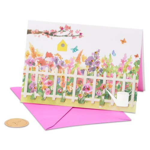 Papyrus - Greeting Card - Flowers & White Picket Fence
