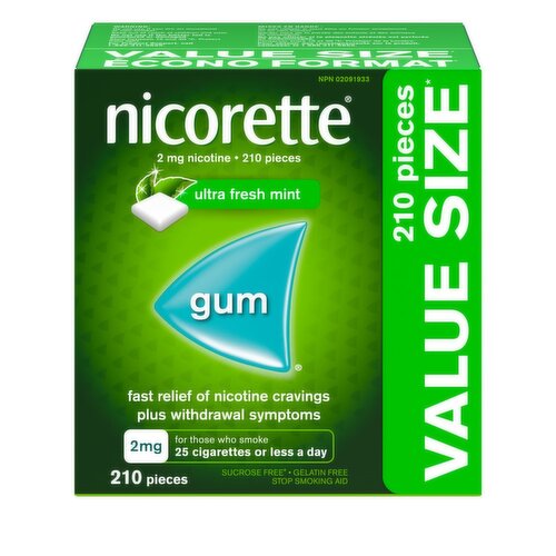 Nicorette - Nicotine Polacrilex Gum 2mg - Ultra Fresh Mint