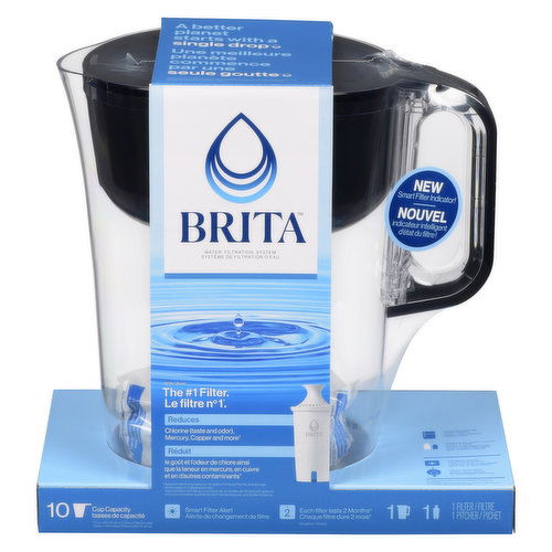 Brita - Pitcher w/ Standard Filter, Black Huron 10 Cup