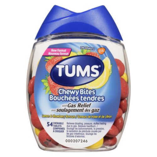 TUMS - Chewy Bites with Gas Relief - Lemon and Strawberry Flavour
