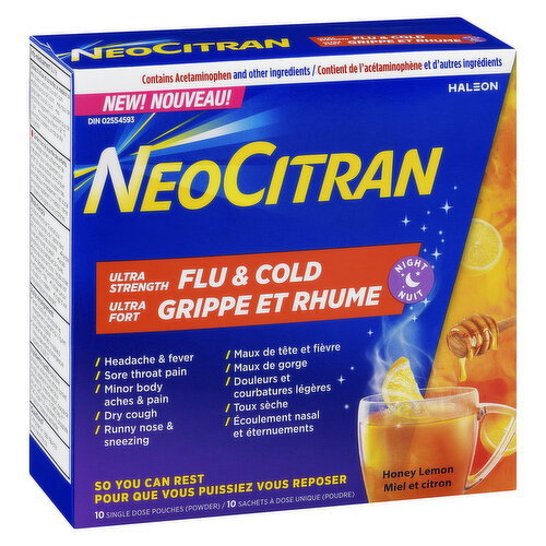 NeoCitran - Flu & Cold Powder Ultra Strength Night Honey Lemon