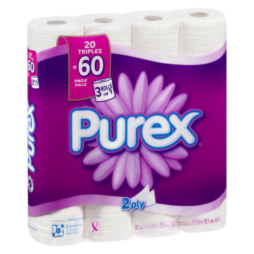 Purex - Bathroom Tissue - Triple Roll 2 Ply 3 Rolls in 1