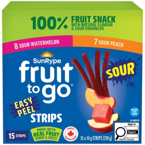 SunRype - Fruit To Go Sour Watermelon & Peach Strips