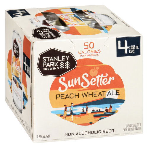 Stanley Park Brewing - SunSetter Peach Wheat Ale Non-Alcoholic Beer, 355mL Cans