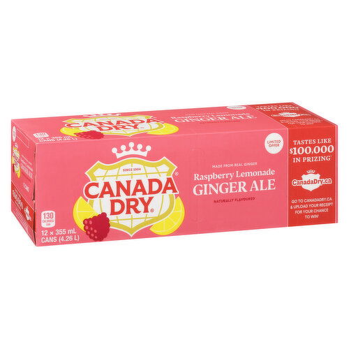 Canada Dry - Raspberry Lemonade Ginger Ale, 355mL Cans