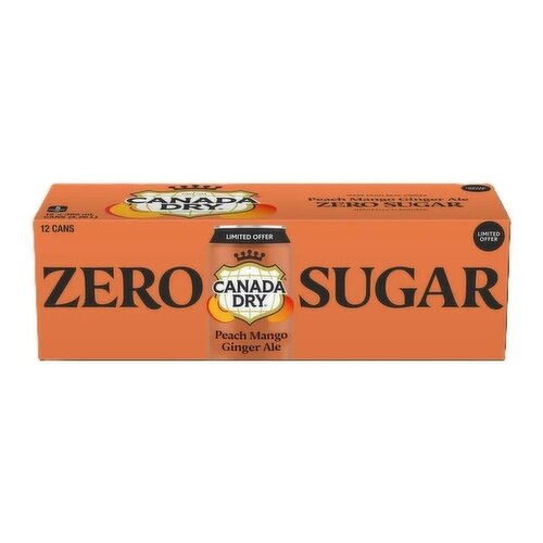 Canada Dry - Peach Mango Zero Sugar Ginger Ale, 355 mL Cans