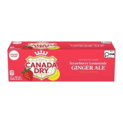 Canada Dry - Strawberry Lemonade Gingerale, 355mL Cans