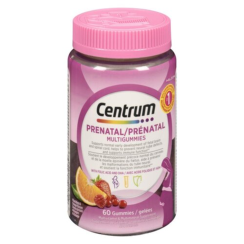 Centrum - Prenatal MultiGummies, Multivitamin & Multimineral, Mixed Berry and Orange Flavours