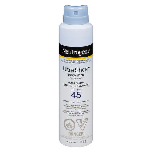 Neutrogena - Ultra Sheer Body Mist Sunscreen Spray SPF45