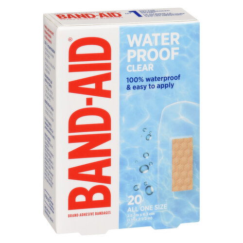 BAND-AID - Waterproof Clear Bandages, Regular 20 Count