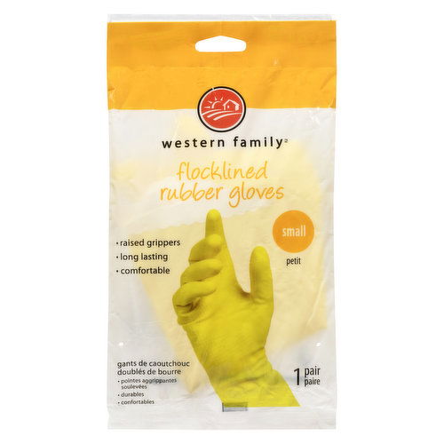 Western Family - Flocklined Rubber Gloves - Small